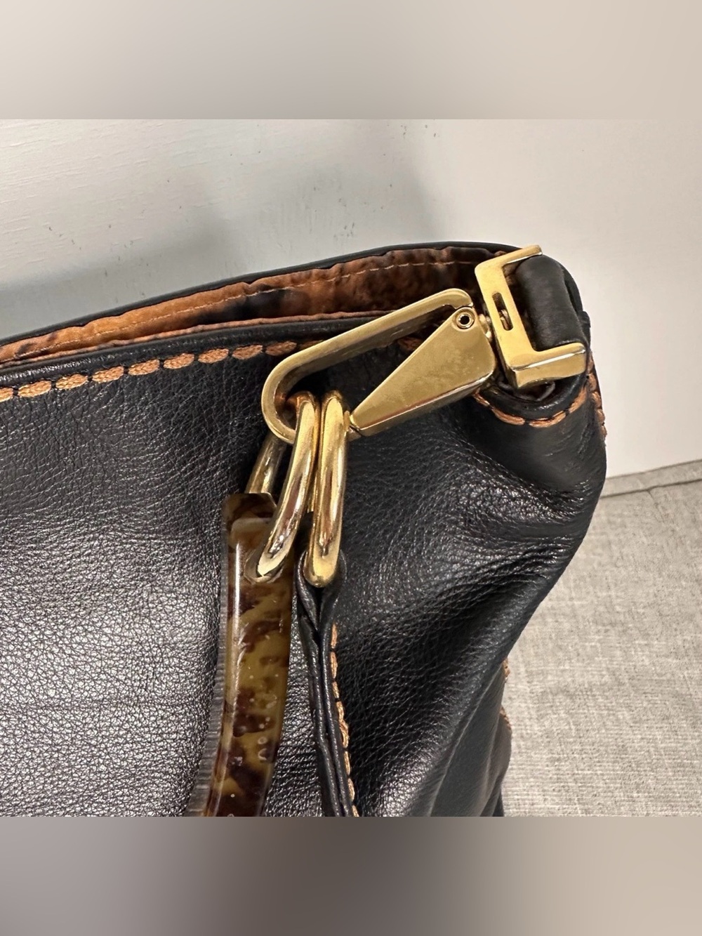 VTG Plinio Visona Italy Reversible Designer Black Leather Animal Print Purse Bag - Picture 9 of 11
